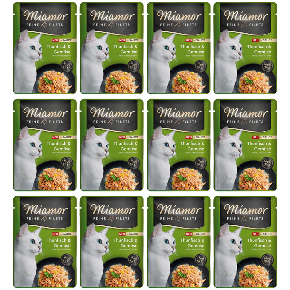 MIAMOR Feine Filets Tuńczyk z Warzywami w Sosie Karma Mokra dla Kota 12x100g